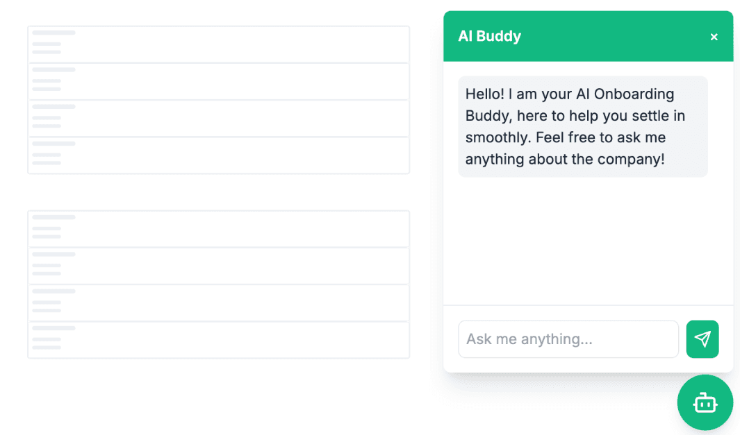 AI assistant helping with onboarding tasks