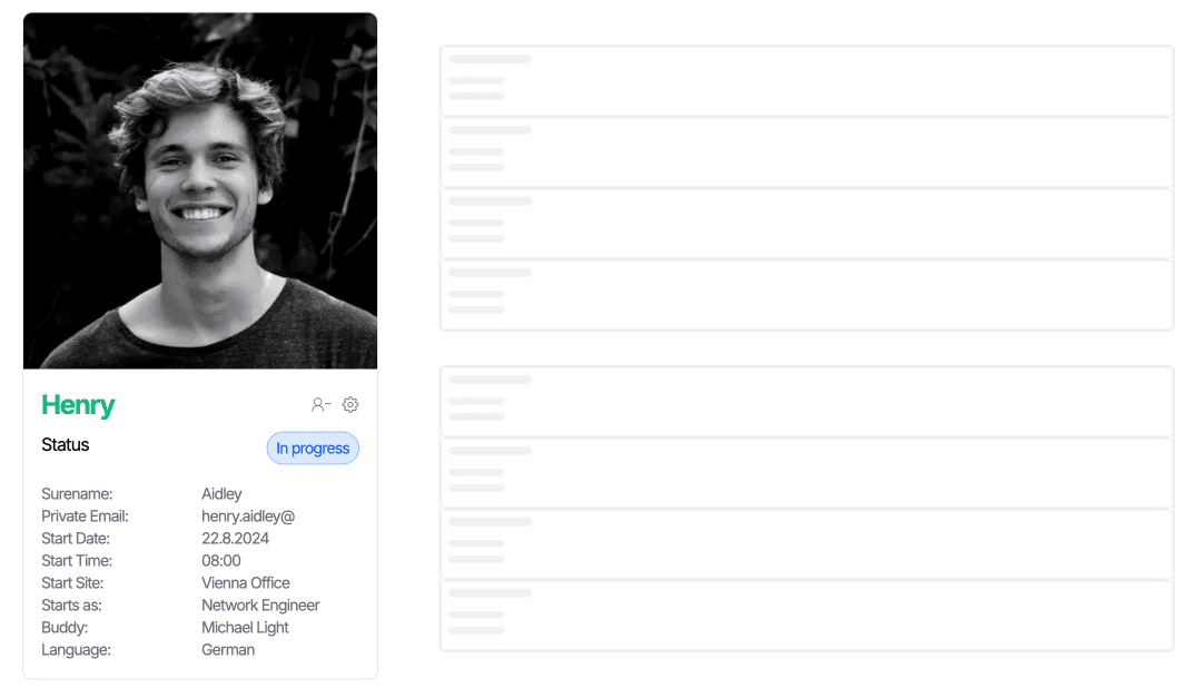 Employee profile dashboard showing information centralization